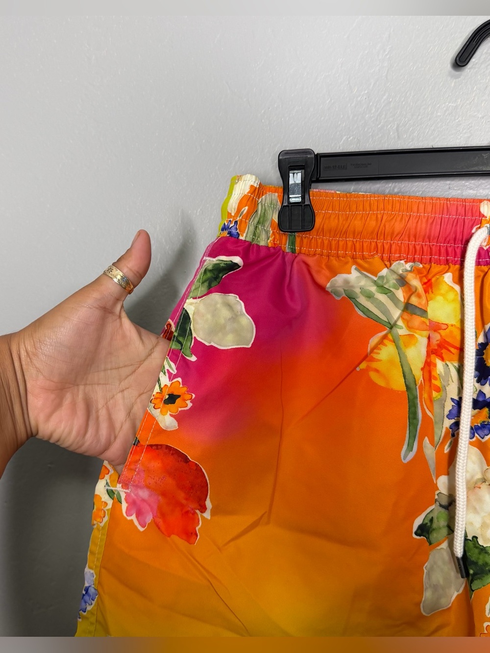 Polo Ralph Lauren Mens Orange Lined Floral Swim Trunks Sz L - Picture 3 of 9